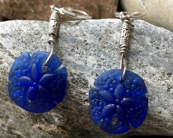 Sea Glass Sand Dollar Earrings