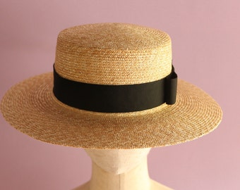 Straw Boater hat with wide brim "Fred"