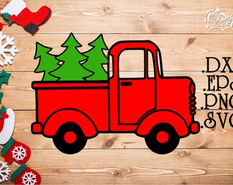 Christmas Tree Truck Side SVG/DXF/PNG