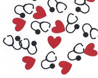 Stethoscope and Heart confetti, Table scatter- nursing school graduation ,Stethoscope, Heart confetti, Nurse confetti Doctor, Medical