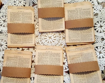 Vintage bundle of aged small bible pages/20 thin pages/decoupage/journals/paper crafts/art projects/pages are aged beautifully