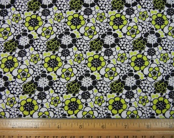 Black and Green Floral - 1/3 Yard