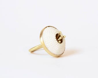 Sterling silver and porcelain contemporary ring