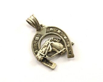 Vintage Horseshoe Horse Pendant 925 Sterling PD 109-E