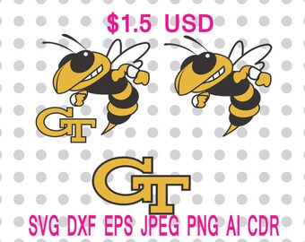 Georgia Tech Yellow Jackets Logo Svg Dxf Eps Png Jpg Cdr Ai Cut Vector File Silhouette Cameo Cricut Design Vinyl Decal