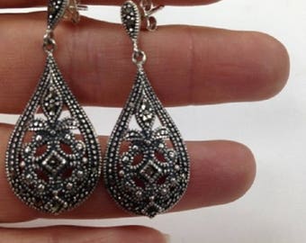 Silver Vintage Earrings, Silver Earrings, Vintage Style Earrings, Earrings, Drop Down Earrings