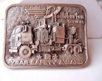 10% OFF Halliburton Services Mens Vintage Belt Buckle Safety Award Cast Metal Perfect Condition USA Shipping SPECIAL 1217 10595