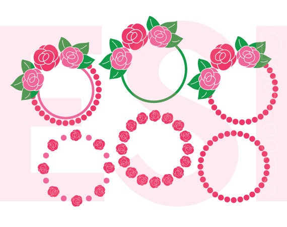 Download Valentines svg Rose Monogram Frame svg Flower Monogram SVG