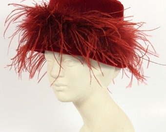 Vintage velvet hat with ostrich feathers