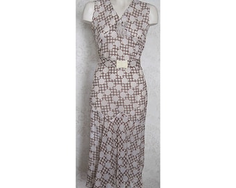1930s Dress / Brown and White Polka Dot Vintage 1920s Sleeveless Dress