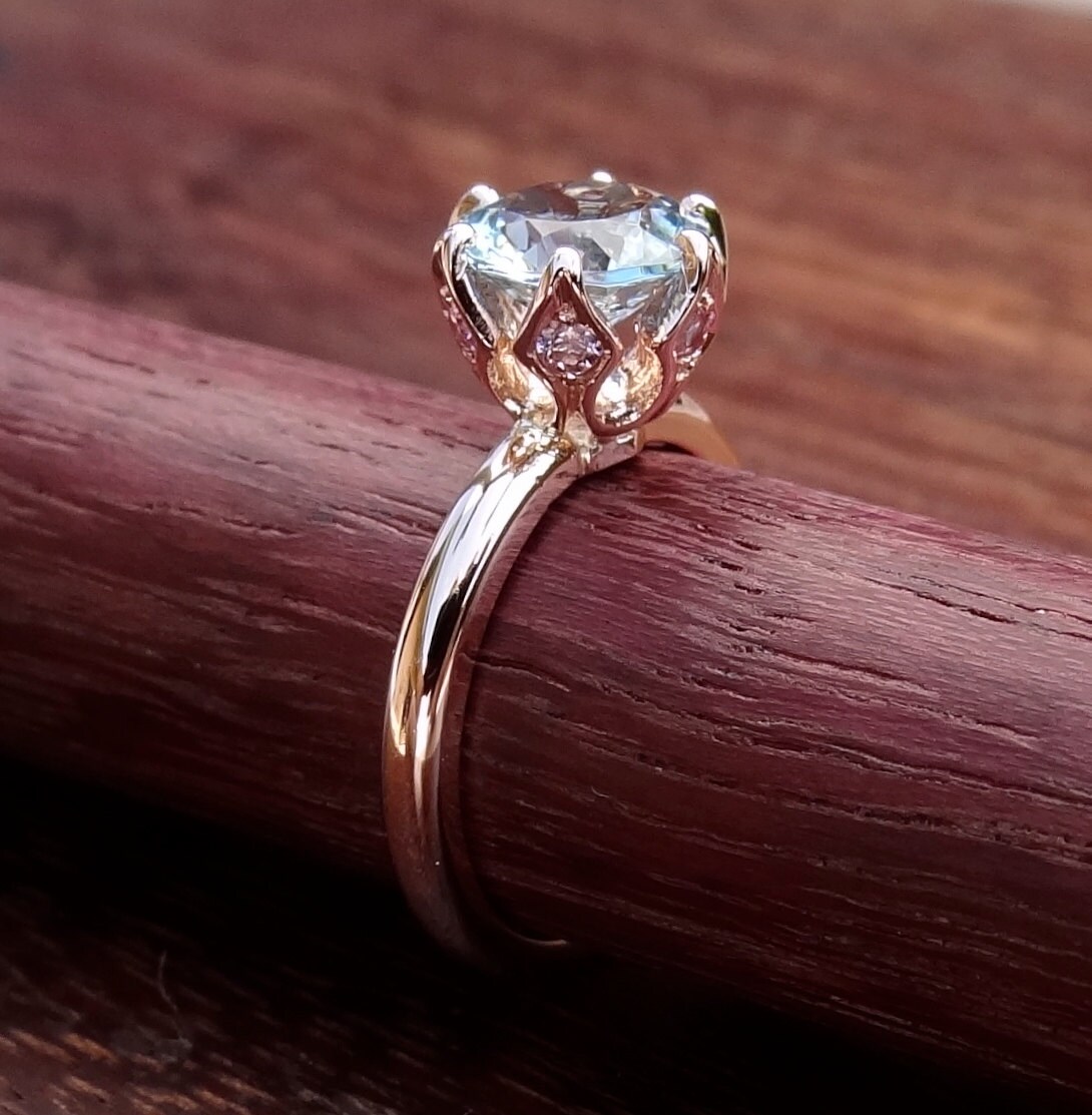 Crown Solitaire Rose Gold Engagement Ring Vintage / Antique