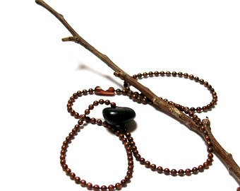Ankle Bracelet Genuine Drilled Beach Stones Real Pebble Jewelry Anklet Copper Ball Chain Natural Ebony River Rock Lake Find