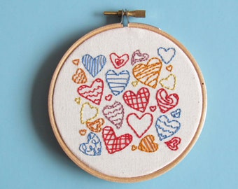 Love hearts embroidery wall art gift ideas