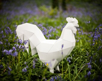 Rooster, Printable Papercraft Template, DIY Paper Pet Rooster. 2017 Chinese year of the rooster.