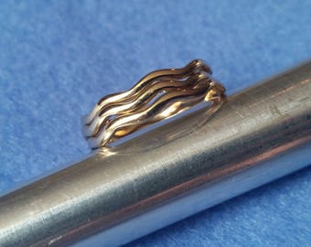 Vintage Esposito Espo Yellow Gold Wavy Ring Set, three 14KT GE stacking rings, size 9.25 gold plated