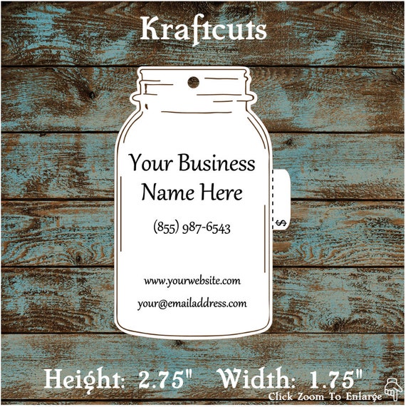 Price Tag Hang Tag Mason Jar Perforated Custom #774 - Quantity: 30 Tags