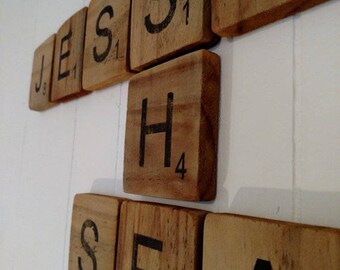 Personalized Scrabble Tiles - 3.5" Large wood tiles - Family Wall Art - Unique gifts - Letters - Large Scrabble Tiles