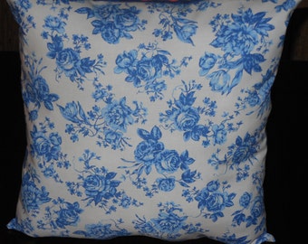 Blue Rose Pillow, 14 X 14 Decorative Pillow