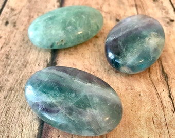 Rainbow Fluorite Palm Stone, Small Fluorite Palm Stone, Polished Fluorite, Altar Crystal, Meditation Crystal, Fluorite Crystal, Green