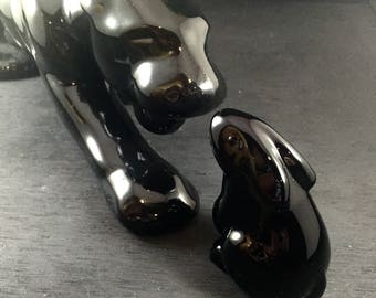Baccarat Black Leaded Crystal Glass Rabbit Figurine Bunny Collectible
