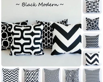 Black pillow cover One cushion cover black and white throw pillow