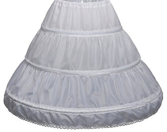 Girls' 3 Hoops Petticoat Full Slip Flower Girl Crinoline Skirt (Child)