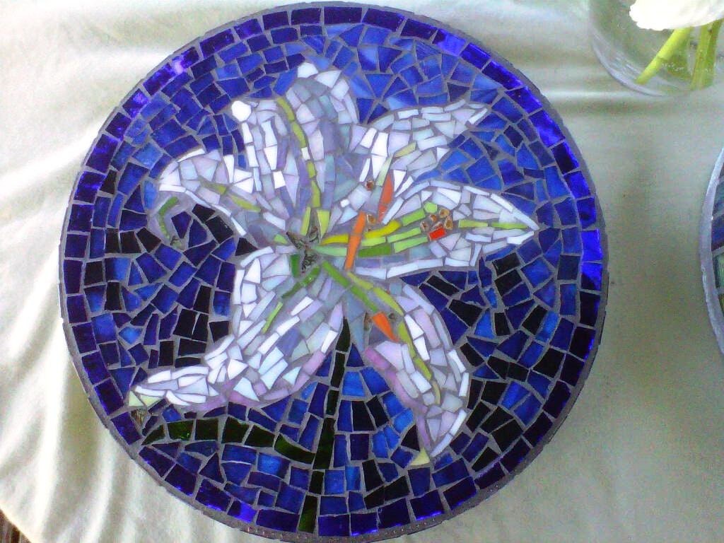 Custom Designed Stained Glass Flower Mosaic Garden Stepping Zoom
