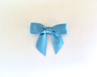 48 MINI BLUE Satin Bows - Pre-made and Ready for crafting