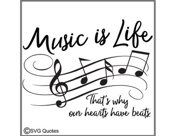 SVG Cutting File Music is Life DXF EPS For Cricut Explore, Silhouette & More.Instant Download. Personal and Commercial Use. Vinyl Stickers