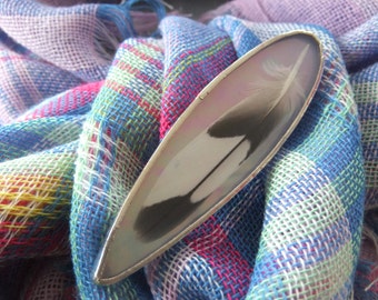 Light Pink Iridescent Stained Glass Feather Pin