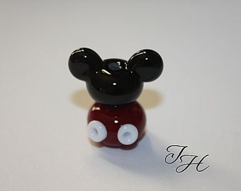 Mouse Ears Polkadots Focal Handmade glass lampwork beads set by TH