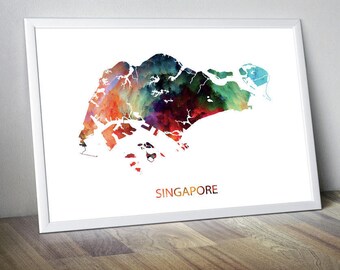  Singapore  map Etsy