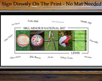 Baseball Coach Gift - Personal Thank You Gift Idea - Coach Sign - Baseball Coach Signing Print – Gift From Team - Keepsake - Memento