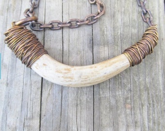 Antler Necklace Wire Wrap Necklace Antler Jewelry DanielleRoseBean Deer Antler Statement Necklace Antler Tip Necklace Real Antler Necklace