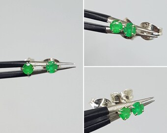 Petite Genuine Emerald Studs 0.14ct in 925 Sterling Silver