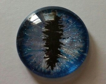 Blue Hand Painted Glass Dragon Eye Cabochon 30 mm Round Glass Eye Fantasy Jewelry Supplies Fastasy Steampunk Sci Fi Cosplay Doll Eye