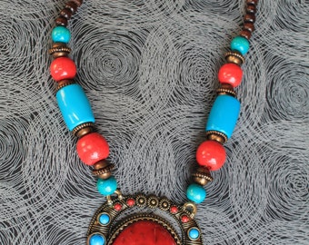 African chunky pendant necklaces.