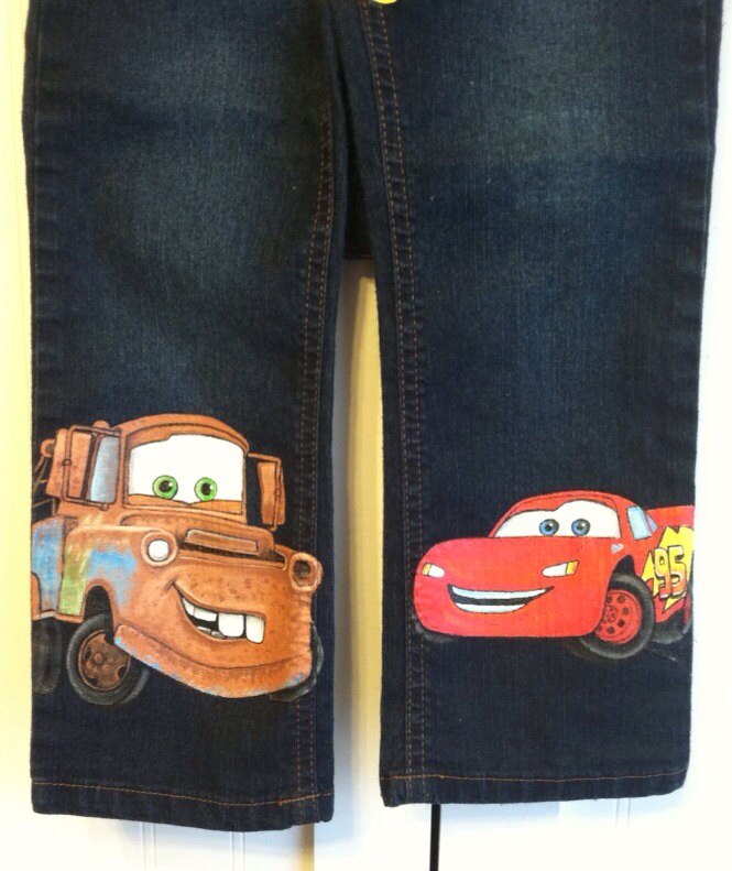 Custom Painted Disney Pixar Cars shirt and 2 Character Jeans