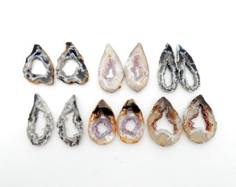 Agate Geode Slice Pairs - Druzy Agate Slice - High Quality Agate Slice PAIRS wire wrapping (RK51B3)