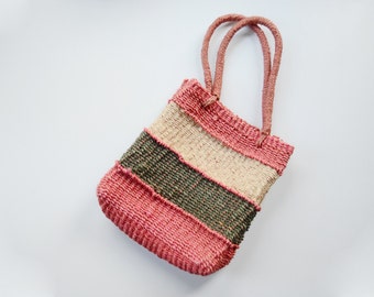 1980s Pink Coral Woven Market Bag