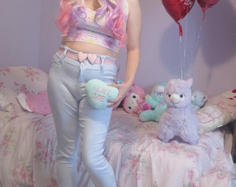 Conversation Candy Hearts Crop Top