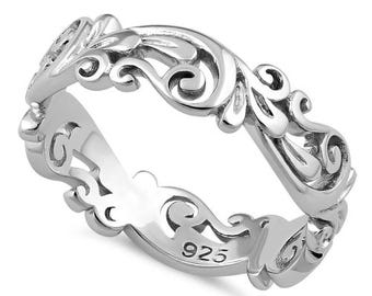 Sterling Silver Vine Ring