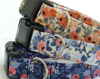 Dog Collar, Floral Dog Collar, Girl Dog Collar, Rifle Paper Fabric Dog Collar, Rifle Paper Fabric Pet Collar, for Dog Floral Dog Collar