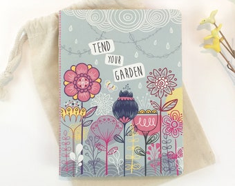 Writing journal Bullet journal Bujo Floral notebook Mindfulness Gift for girl Tend Your Garden quote Dot Grid Journal Mothers day gift