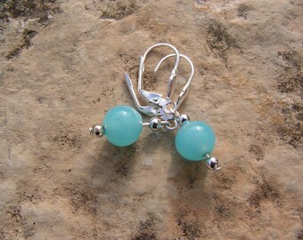 Earrings turquoise blue glass beads