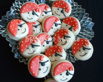 Pirate cookies - 2, 3, or 4 dozen cookies - MINI pirate cookies - childrens birthday party - birthday cookies - Decorated cookie favors