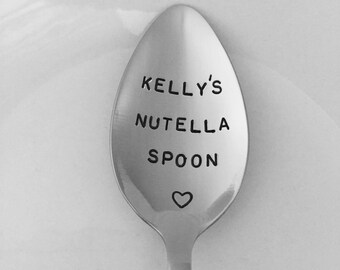Nutella Spoon-With YOUR Name! Hand Stamped Spoon-Valentines-Boyfriend Gift-Birthday Gift-Nutella Lover-Best Selling Item-Gift under 20
