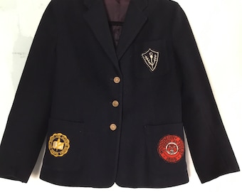 Vintage Prep School Girl’s Academy Wool Blazer Navy Small