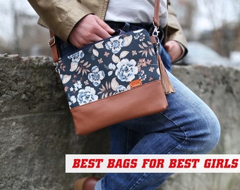 CrossBody bags Mothers Day Gift Floral Crossbody Handbag for women Small Crossbody Purse Blue Purse Cross body Bag Womens Gift FREE SHIPPING