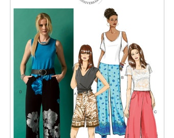 Sz Lrg/Xlg/Xxl - Butterick Pants Pattern B5893 - Misses' Loose-Fitting, Pull-On Pants or Shorts in Four Variations